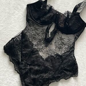 Victoria's Secret Sheer Black Lace Slip